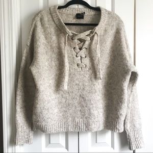 Criss Cross Lace Up Sweater